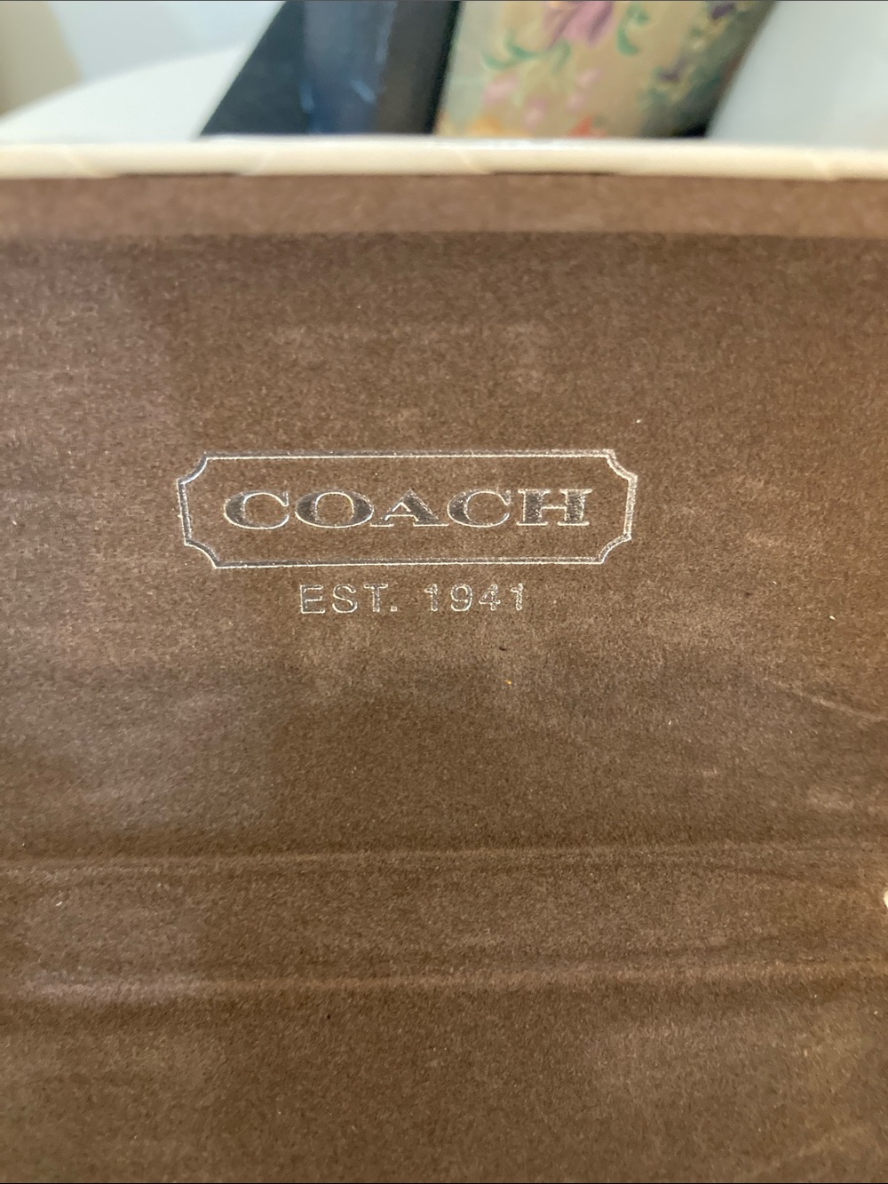 Coach white embossed clamshell sunglasses case